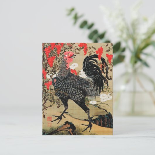 ナンディーナアンドルースターイラストレーションby伊藤若冲 ポストカード (スタンド正面)