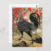 ナンディーナアンドルースターイラストレーションby伊藤若冲 ポストカード (正面/裏面)