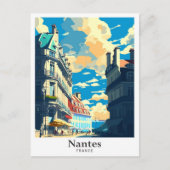 ナントスフランスアートヴィンテージトラベルイラストレーション ポストカード (正面)