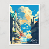 ナントスフランスヴィンテージ旅行イラストレーション ポストカード (正面)