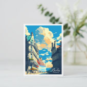 ナントスフランスヴィンテージ旅行イラストレーション ポストカード (スタンド正面)