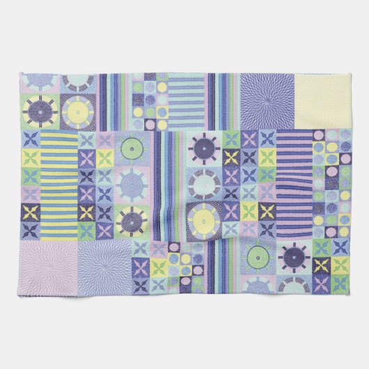 ナンナのニットかわいらしクロシェフェイクット毛布パターン キッチンタオル (横)