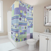 ナンナのニットかわいらしクロシェフェイクット毛布パターン シャワーカーテン (インサイチュ)