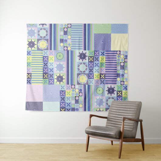 ナンナのニットかわいらしクロシェフェイクット毛布パターン タペストリー (インサイチュ(横))