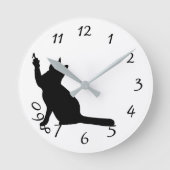 ナンバおもしろいーク遊ロック付き可愛い黒猫 ラウンド壁時計 (正面)