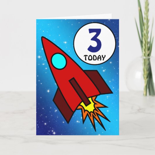 ナンバリング付き誕生日ロケット宇宙船 カード (正面)
