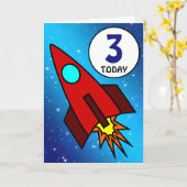 ナンバリング付き誕生日ロケット宇宙船 カード (黄色い花)