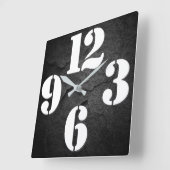 ナンバーはっきりした顔オンブラックロック スクエア壁時計 (傾斜)