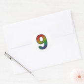 ナンバーカラフル9ステッカー ラウンドシール (封筒)