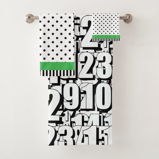ナンバーキッズ白黒ドットグリーン バスタオルセット (インサイチュ)
