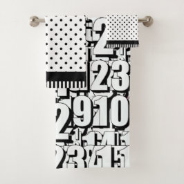 ナンバーキッズ白黒ドットブラックバンド バスタオルセット