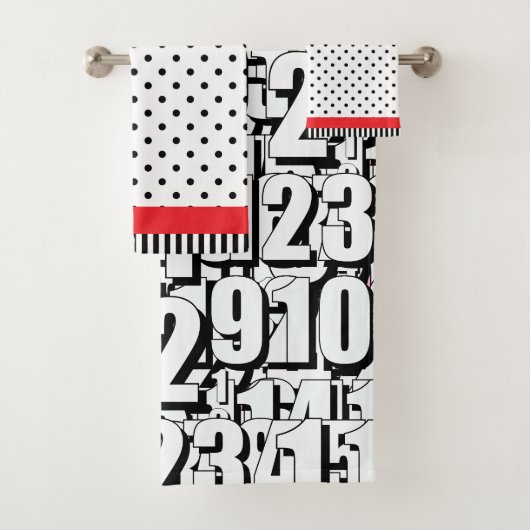 ナンバーキッズ白黒ドット赤 バスタオルセット (インサイチュ)