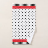 ナンバーキッズ白黒ドット赤 バスタオルセット (ハンドタオル)