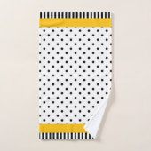 ナンバーキッズ白黒ドット黄 バスタオルセット (ハンドタオル)