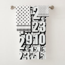 ナンバーキッズ白黒ドット バスタオルセット