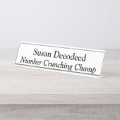 ナンバークランチシャンプアコおもしろいントホワイト デスクネームプレート (正面)