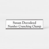 ナンバークランチシャンプアコおもしろいントホワイト デスクネームプレート (正面)