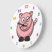 ナンバーズキッズカラフルがかわいい豚 ラージ壁時計 (傾斜)