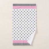 ナンバーズキッズ白黒ドットピンク バスタオルセット (ハンドタオル)