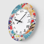 ナンバーズ中国のクロックAsian Water Waves Art ラージ壁時計 (傾斜)