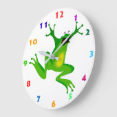 ナンバーズ付きかわいいジャンプカラフルカエル子供へ ラージ壁時計 (傾斜)