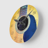 ナンバーズ付きドレッドアコースティックギター ラウンド壁時計 (傾斜)