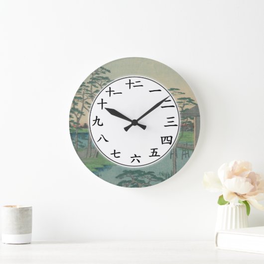 ナンバーズ日本のクロック青い緑の森林樹 ラージ壁時計 (ホーム)