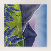 ナンバーズ絵を描スタイルアート |太陽と紫の花 ジグソーパズル (横)