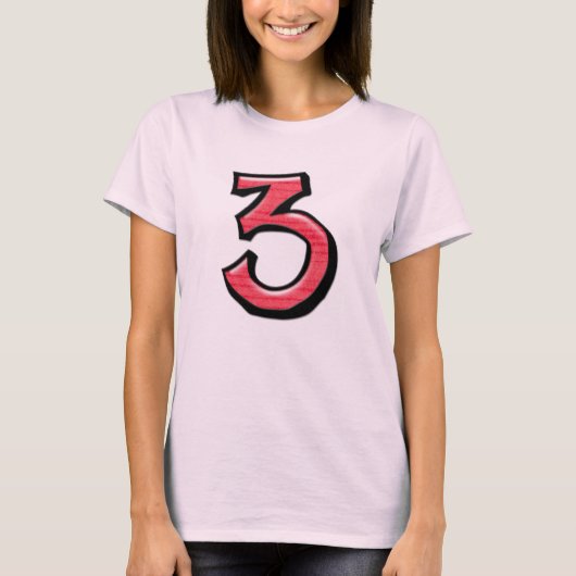 ナンバーズ間抜け3レッドレディースTシャツ Tシャツ (正面)