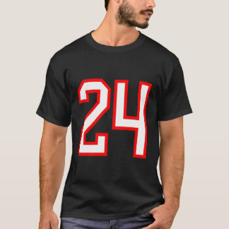 ナンバーズ24ホワイトレッドスポーツジャージーラッキーナンバー24 Tシャツ