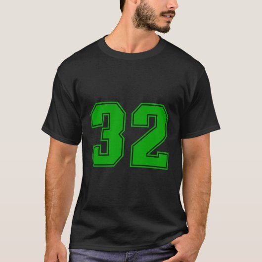 ナンバーズ32グリーンスポーツファンジャージー番号 Tシャツ (正面)