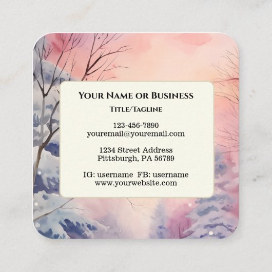 ナンバーズ6あなた賛美聖書聖句の冬のシーン スクエア名刺 (裏面)