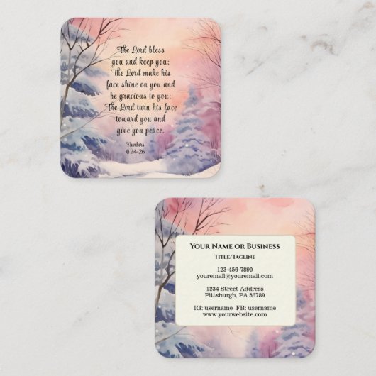 ナンバーズ6あなた賛美聖書聖句の冬のシーン スクエア名刺 (正面/裏面)
