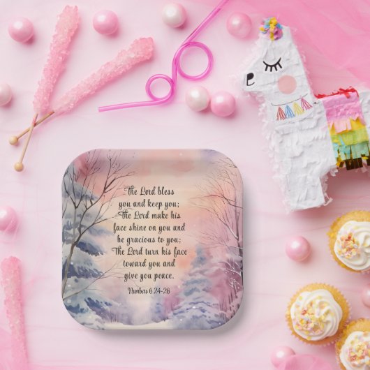 ナンバーズ6あなた賛美聖書聖句の冬のシーン ペーパープレート (パーティー)