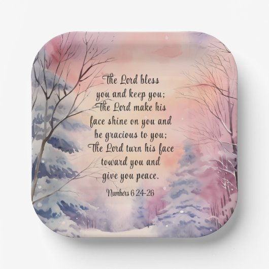 ナンバーズ6あなた賛美聖書聖句の冬のシーン ペーパープレート (正面)
