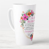 ナンバーズ6:24-26ピンクフローラリースクリスチャン カフェラテマグ (左アングル)