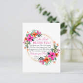 ナンバーズ6:24-26ピンクフローラリースクリスチャン ポストカード (スタンド正面)