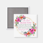 ナンバーズ6:24-26ピンクフローラリースクリスチャン マグネット (正面/裏面)