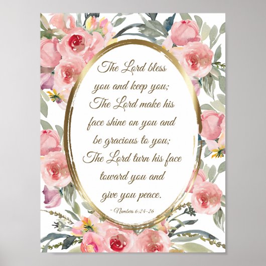 ナンバーズ6:24-26主あなた賛美ピンクのフローラ ポスター (正面)