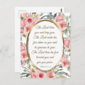 ナンバーズ6:24-26主あなた賛美ピンクのフローラ ポストカード (正面/裏面)