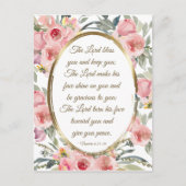 ナンバーズ6:24-26主あなた賛美ピンクのフローラ ポストカード (正面)