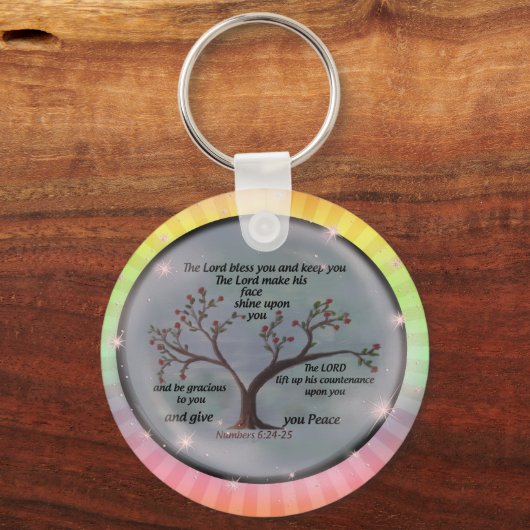ナンバーズ6:24-26主よ賛美とあなた保の平和 キーホルダー (正面)