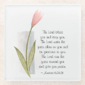 ナンバーズ6:24-26主よ賛美と主よ保り ガラスコースター (正面)