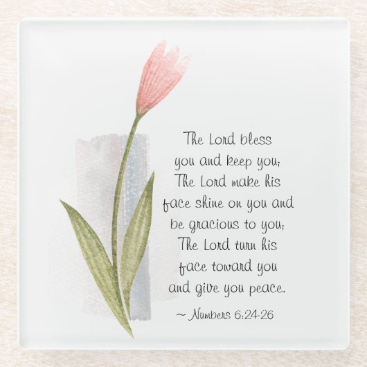 ナンバーズ6:24-26主よ賛美と主よ保り ガラスコースター (正面)