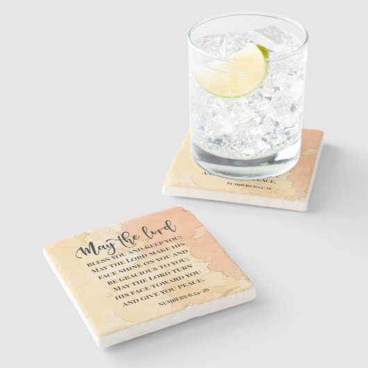 ナンバーズ6:24-26主よ賛美と主よ保り ストーンコースター (横)