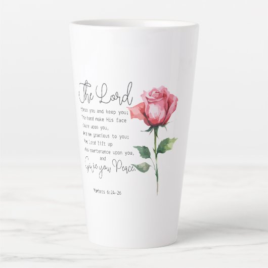 ナンバーズ6:24-26主よ賛美よバラの花 カフェラテマグ (正面)