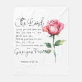 ナンバーズ6:24-26主よ賛美よバラの花 フリースブランケット (正面)