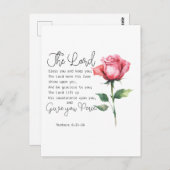 ナンバーズ6:24-26主よ賛美よバラの花 ポストカード (正面/裏面)