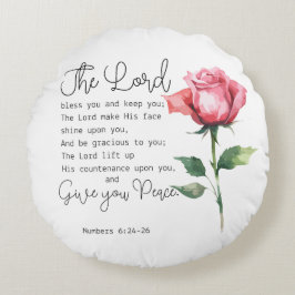 ナンバーズ6:24-26主よ賛美よバラの花 ラウンドクッション