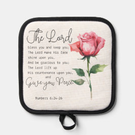 ナンバーズ6:24-26主よ賛美よバラの花 鍋敷き